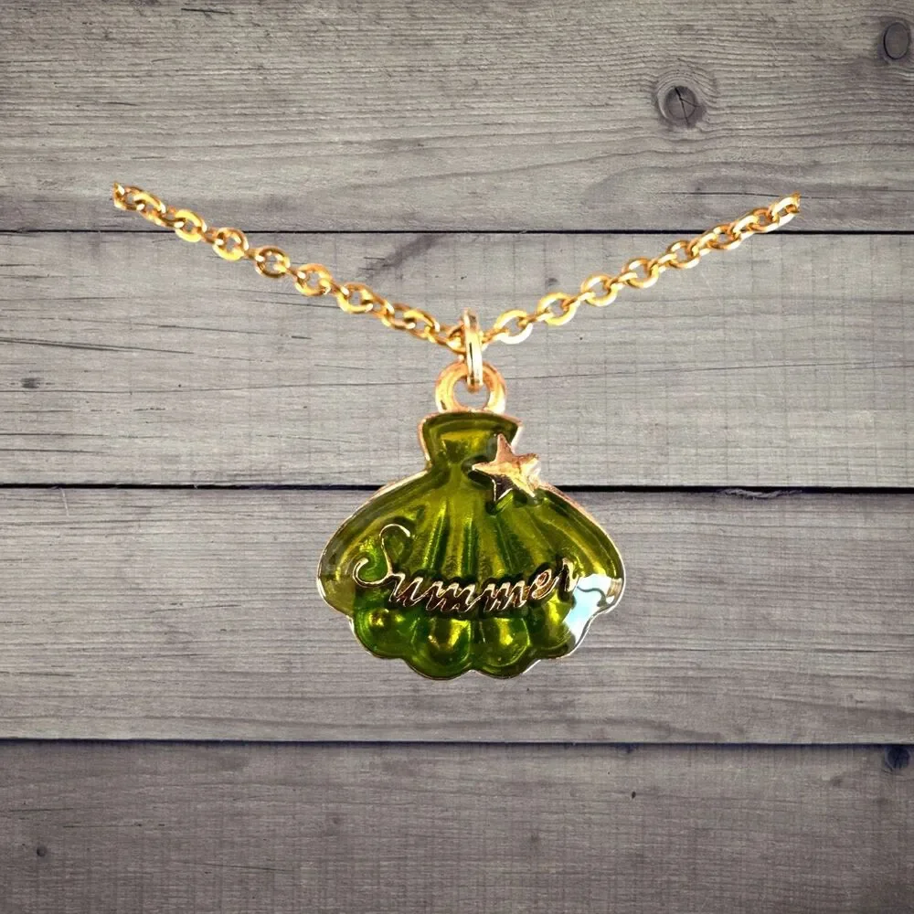 Summer Shell Enamel Gold Plated Hypoallergenic Necklace #7103